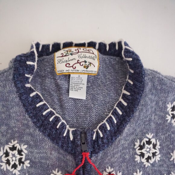 Vintage Heirloom Collectibles Navy Snowflake Cardigan Festive Ugly Christmas S - Picture 10 of 10